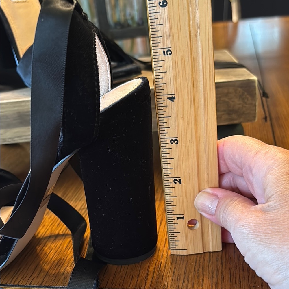 Steve Madden Black Velvet Block 4 1/2” Heels - Picture 7 of 7